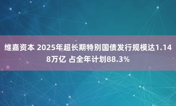 维嘉资本 2025年超长期特别国债发行规模达1.148万亿 占全年计划88.3%